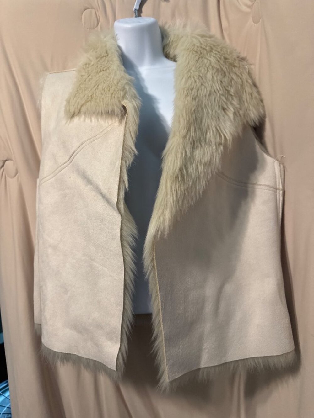 Jennifer Lopez Faux Fur Faux Suede Vest Large